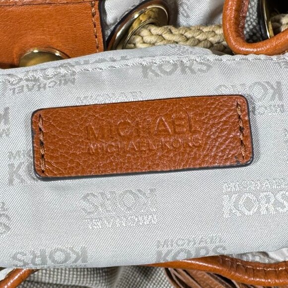 Michael Kors Marina Canvas Drawstring Bucket Bag - Rope & Tassel Detail - Picture 14 of 14